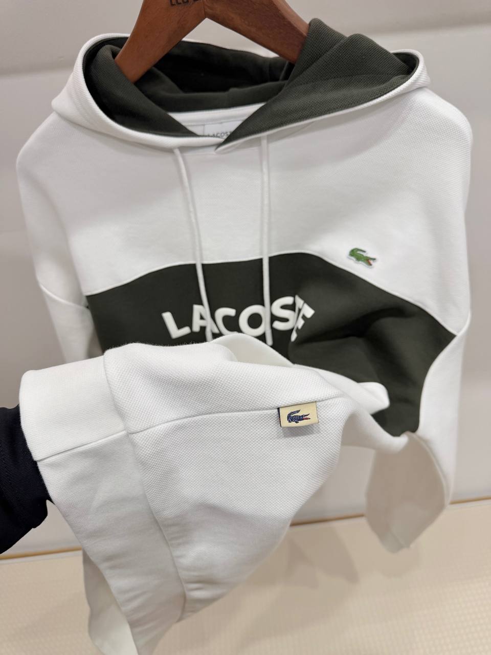 LACOSTE White Hoodie For Men