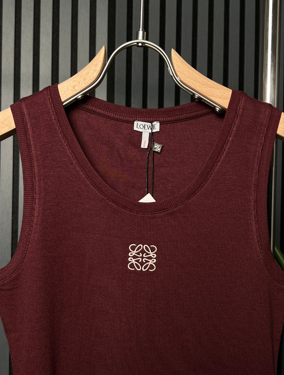 Anagram Ribbed Burgundy Tank Top For Women