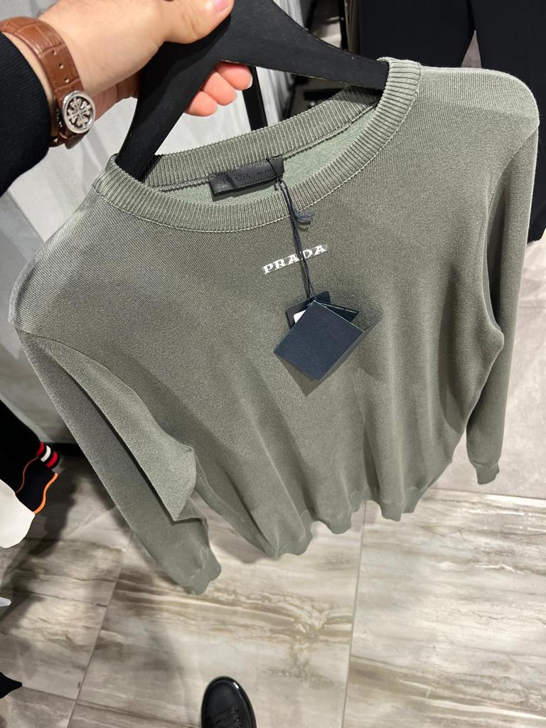 PRADA Olive Green Pullover For Men