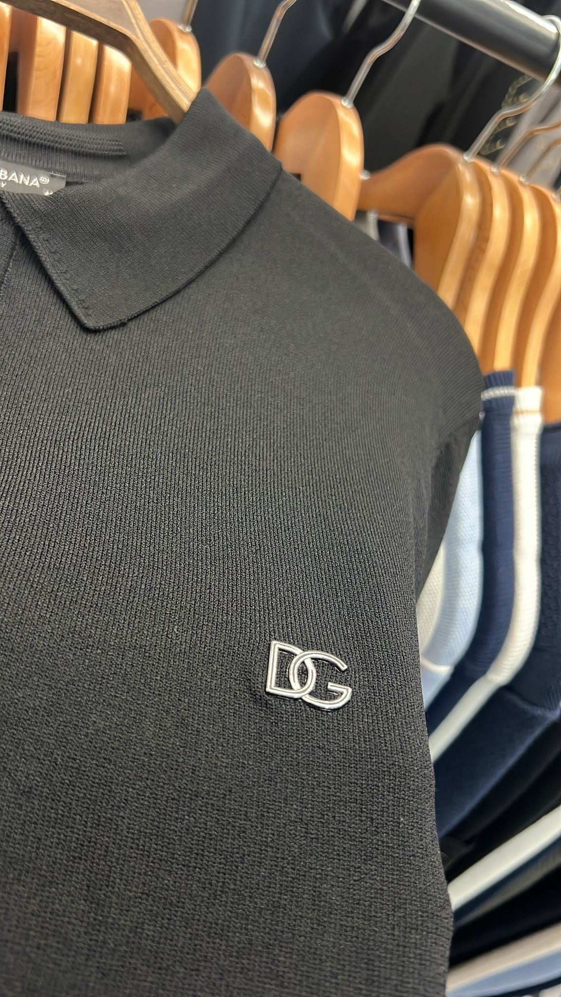 DG Metal Logo Black Polo For Men