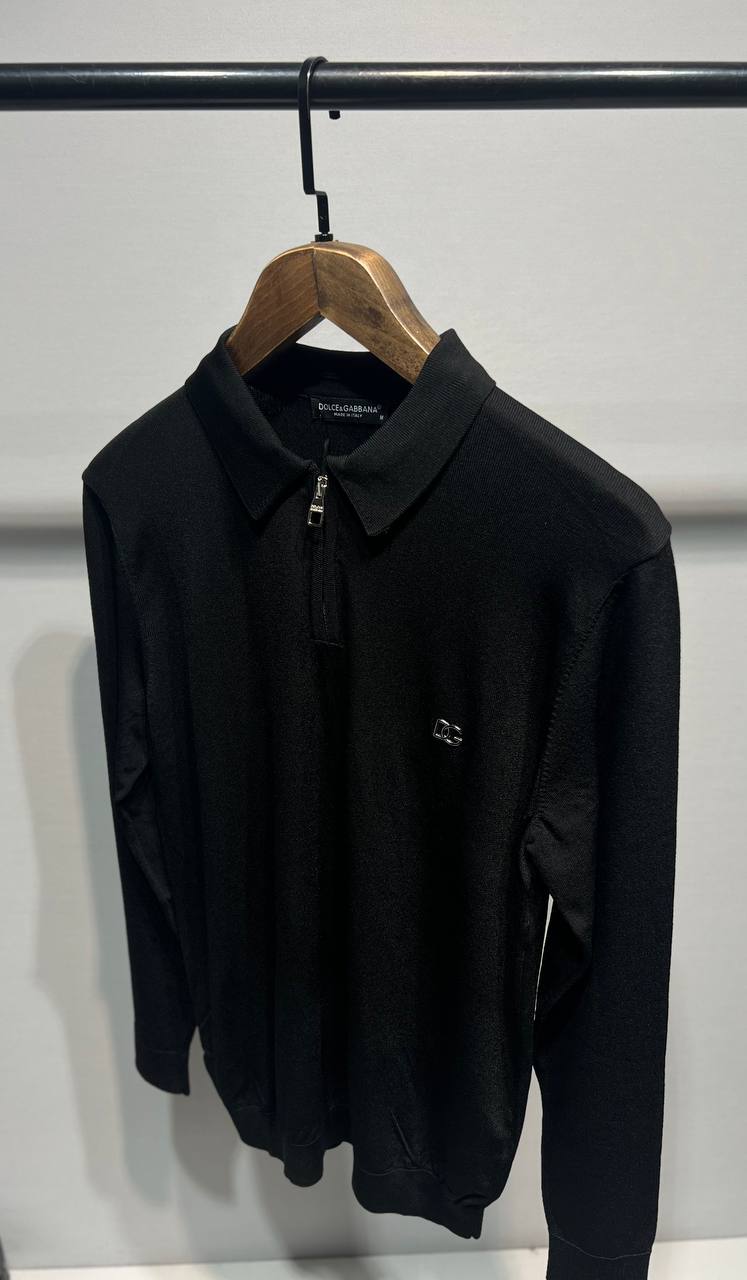 DG Metal Logo Black Polo For Men
