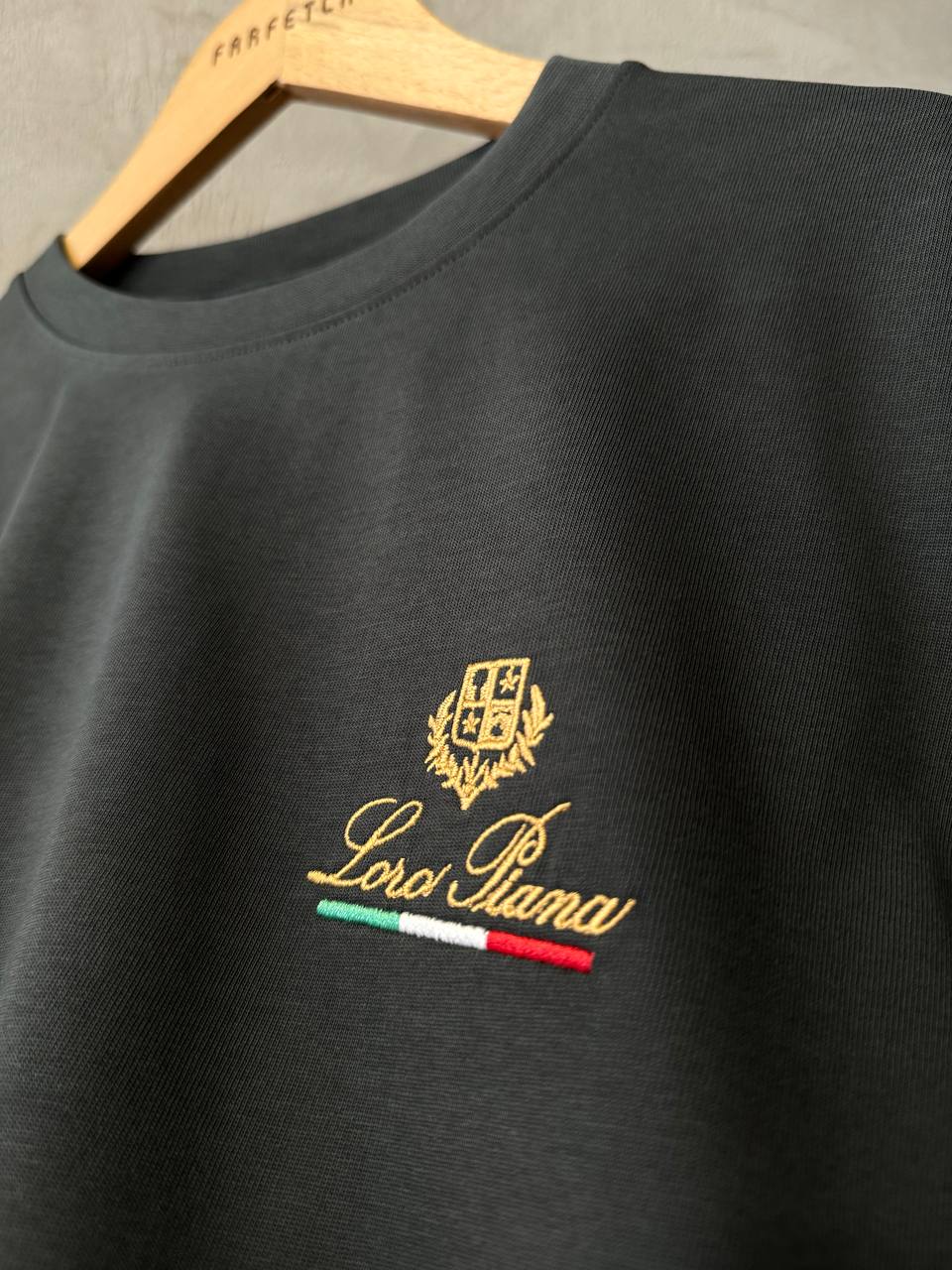 Loro Piana Embroidered Logo Black Oversized Tshirt For Men