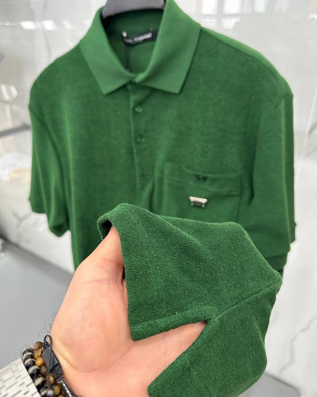 Dolce&Gabbana Terry Polo Green Tshirt For Men