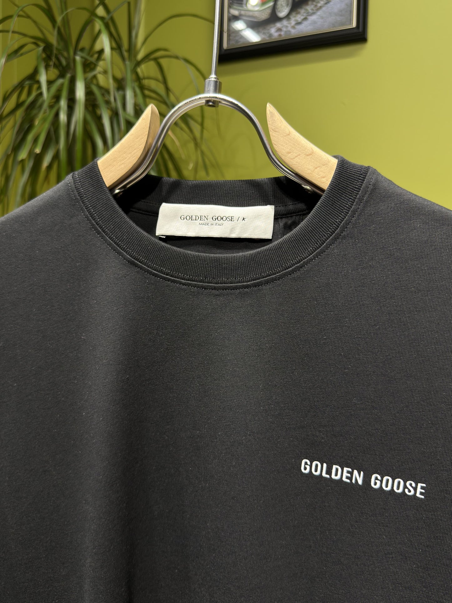 Golden Goose Logo Printed Black Tshirt For Men