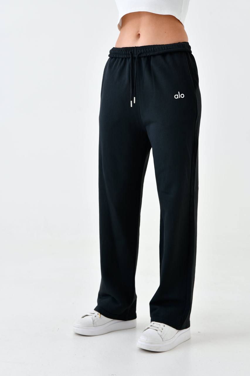Wide-Leg Black Sweatpants For Women