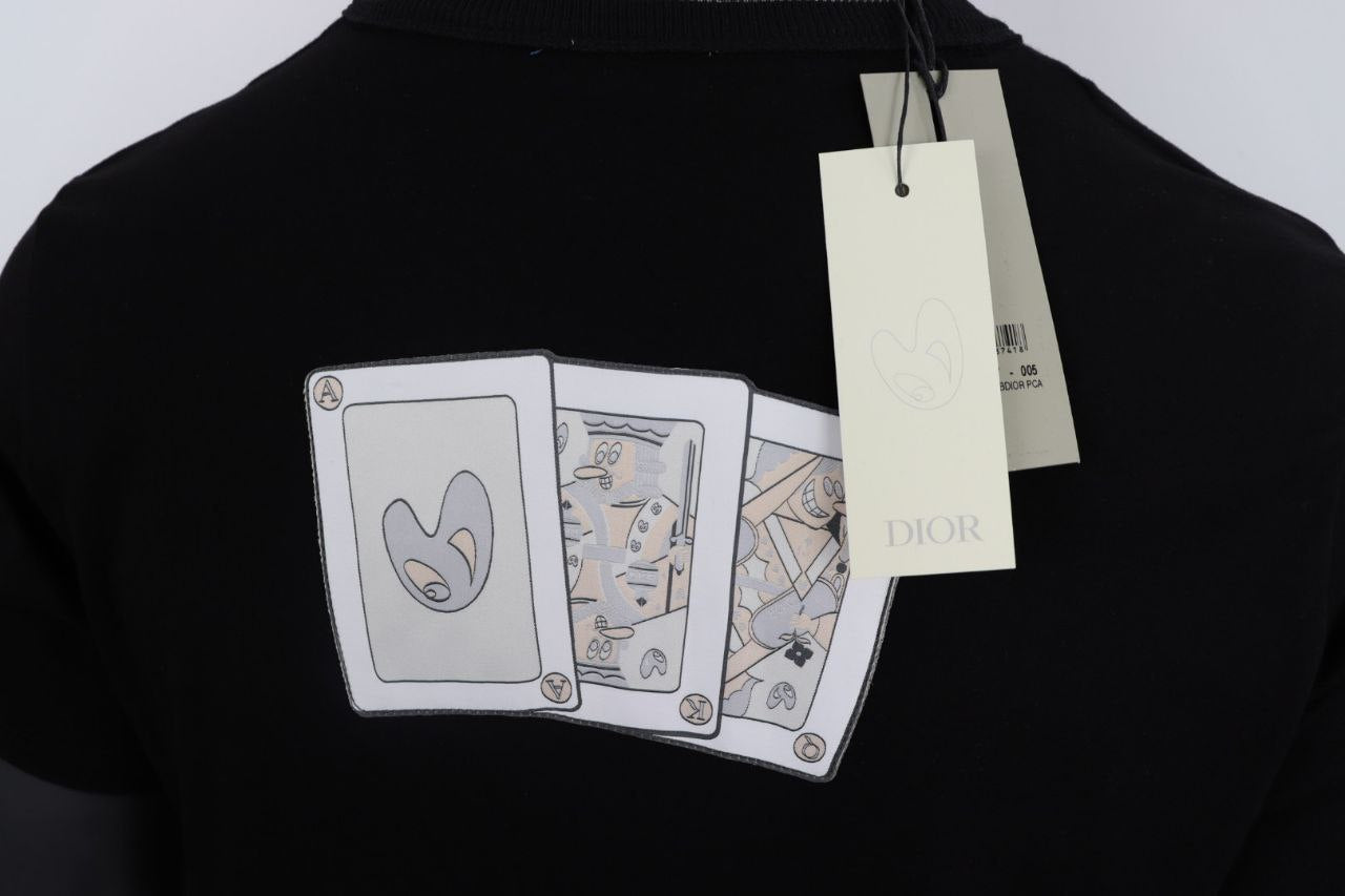 DIOR Embroidered Logo Black Slimfit Tshirt For Men