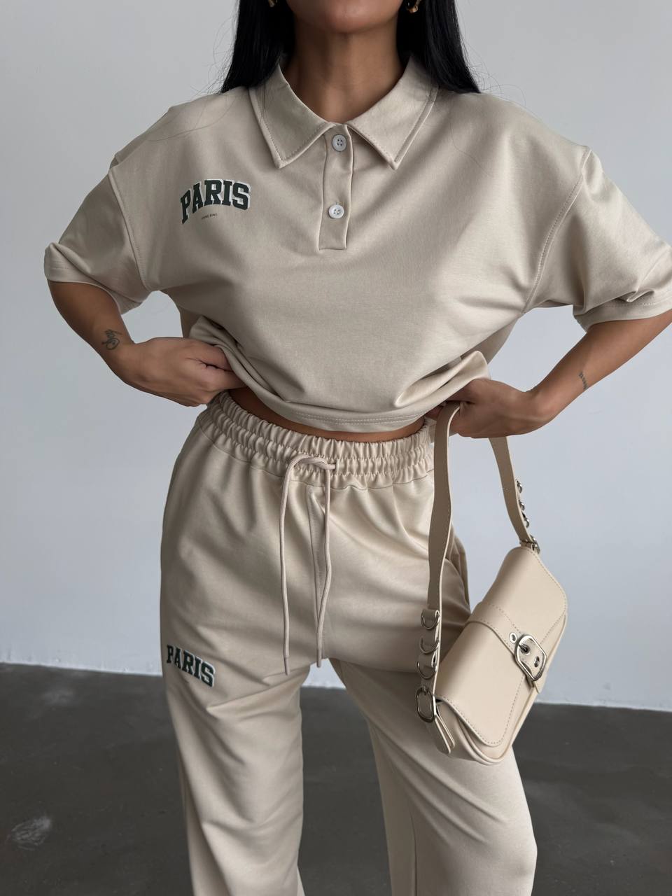 Paris Sporty Set Oversized Polo Tshirt