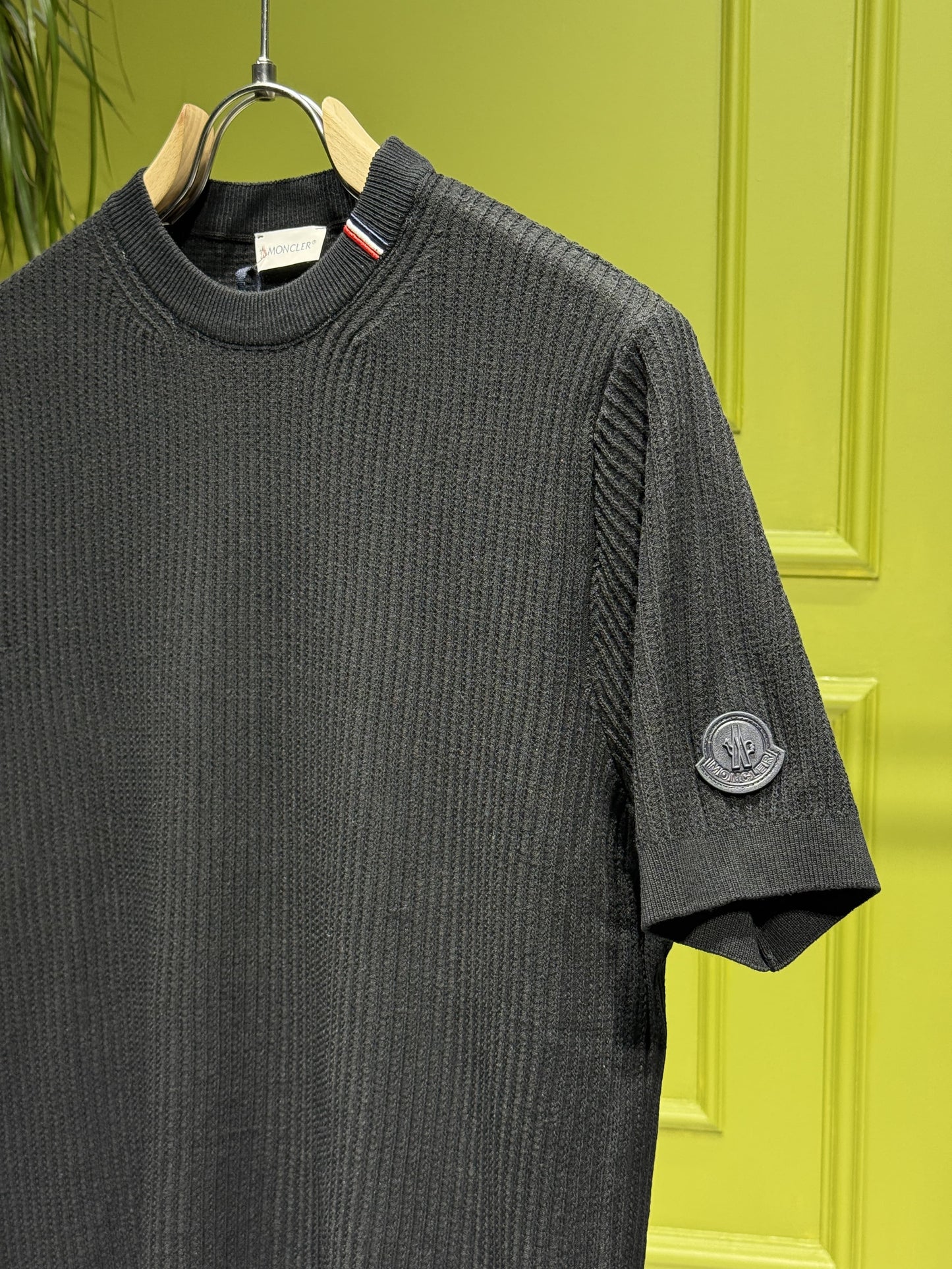 Moncler Black Knitted Tshirt For Men