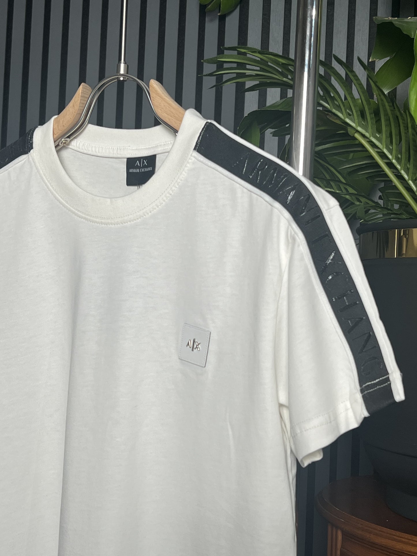 AX White Tshirt With Shoulder Logo For Men