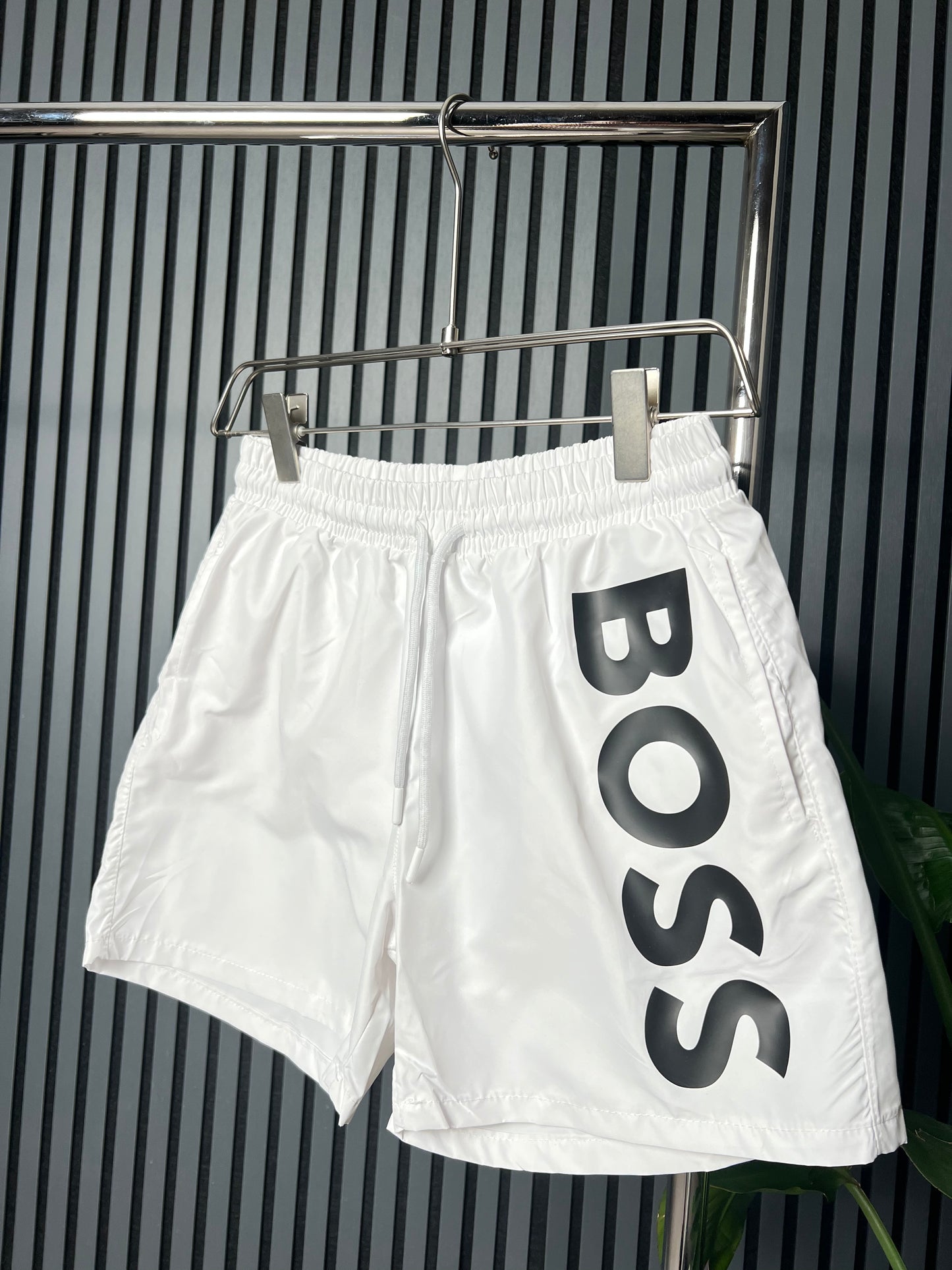 BOSS Black Logo White Swim Short For Men