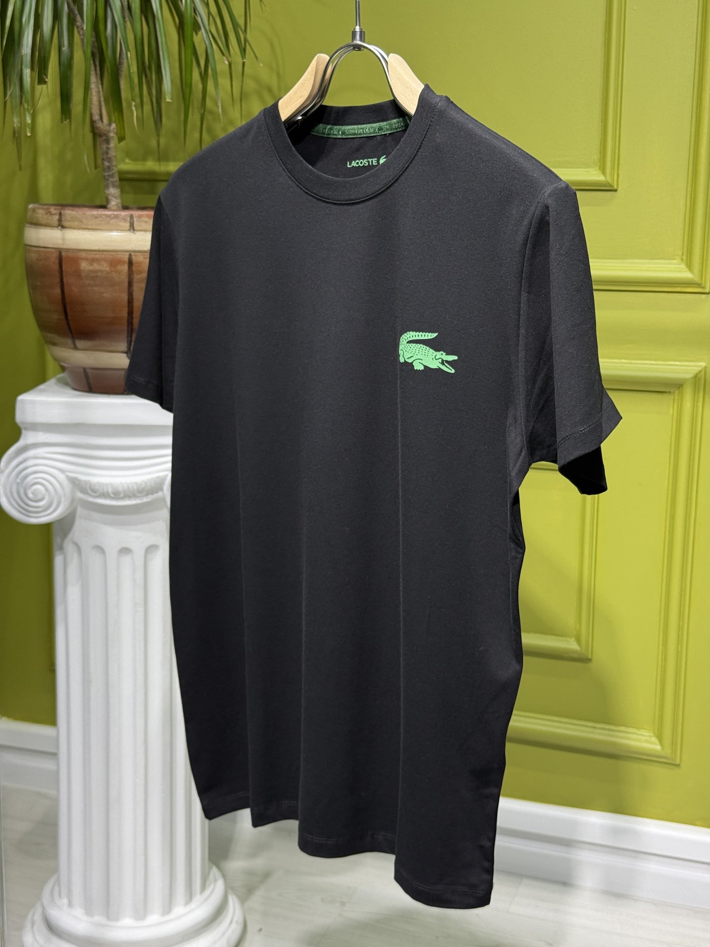 Lacoste Logo Printed Black Tshirt For Men