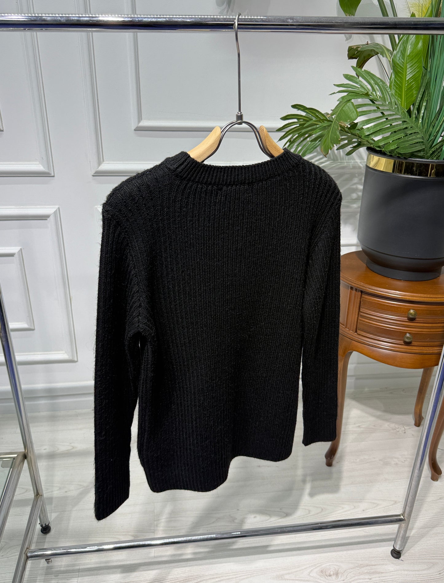 Black Wool Pullover for Men