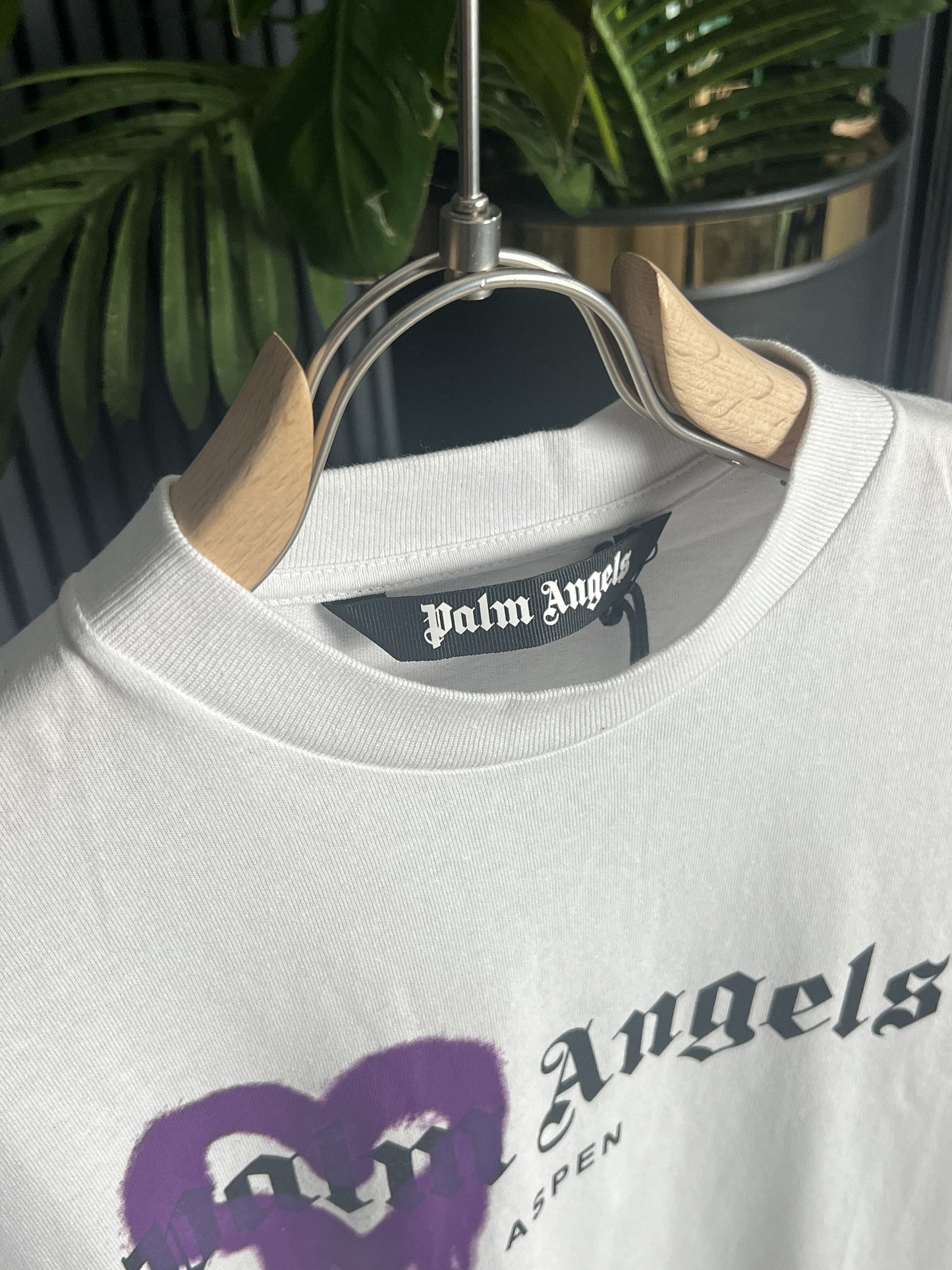 Palm Angels Aspen heart Sprayed White Tshirt For Men