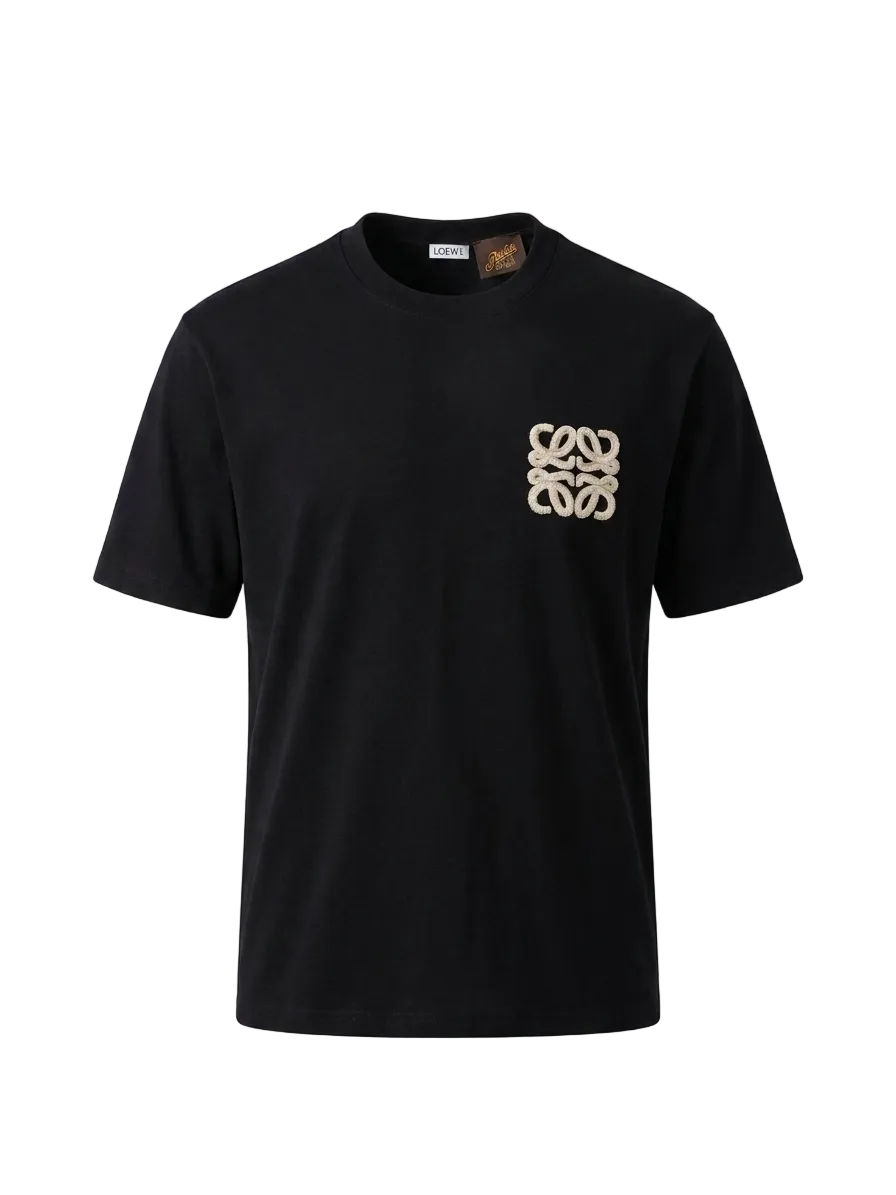 LOEWE x Paula's Ibiza Anagram Embroidered Black T-Shirt For Men