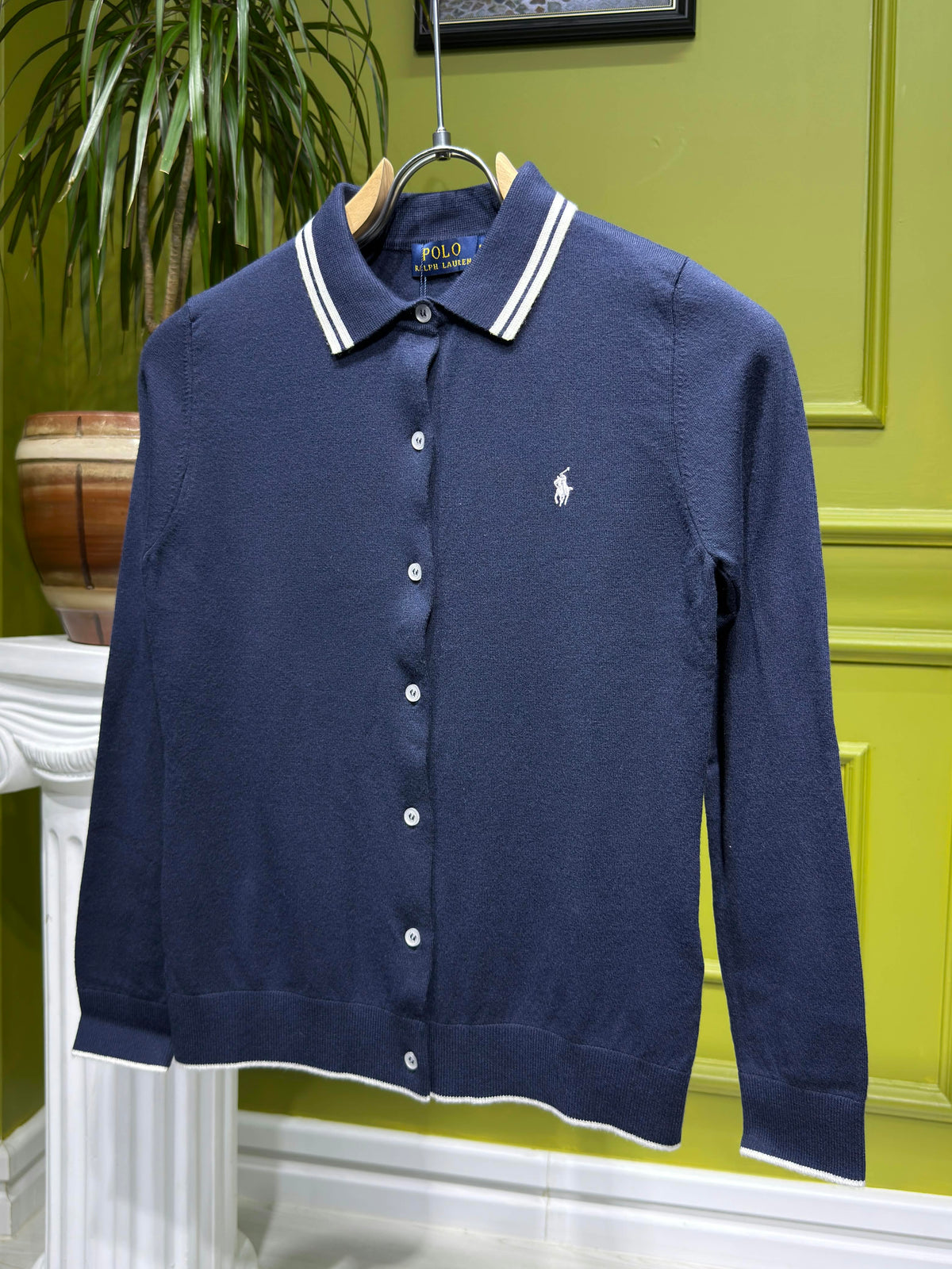 RL Navy Blue Knit Cardigan For Women