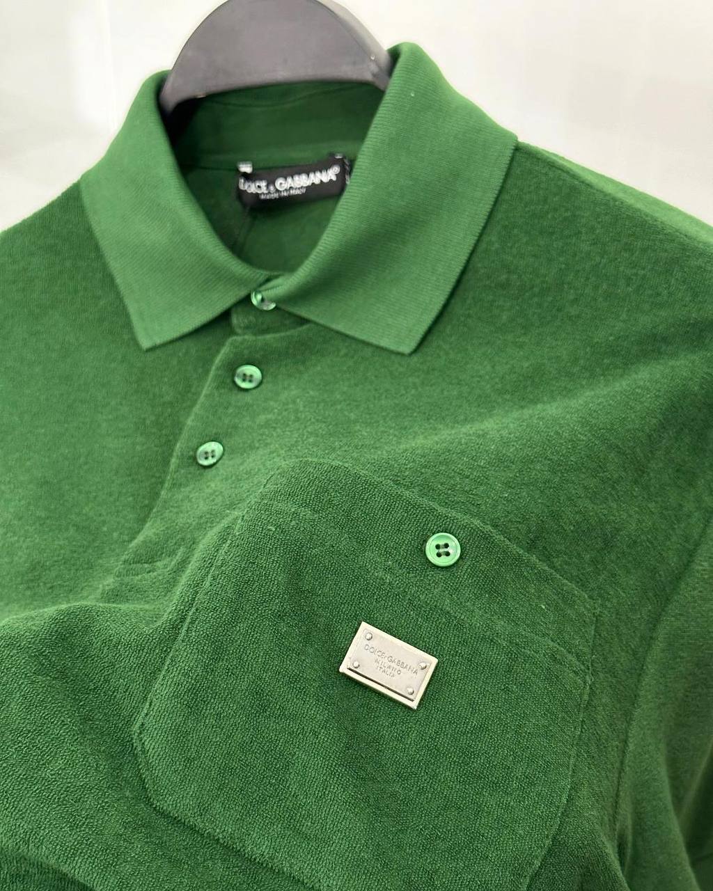 Dolce&Gabbana Terry Polo Green Tshirt For Men