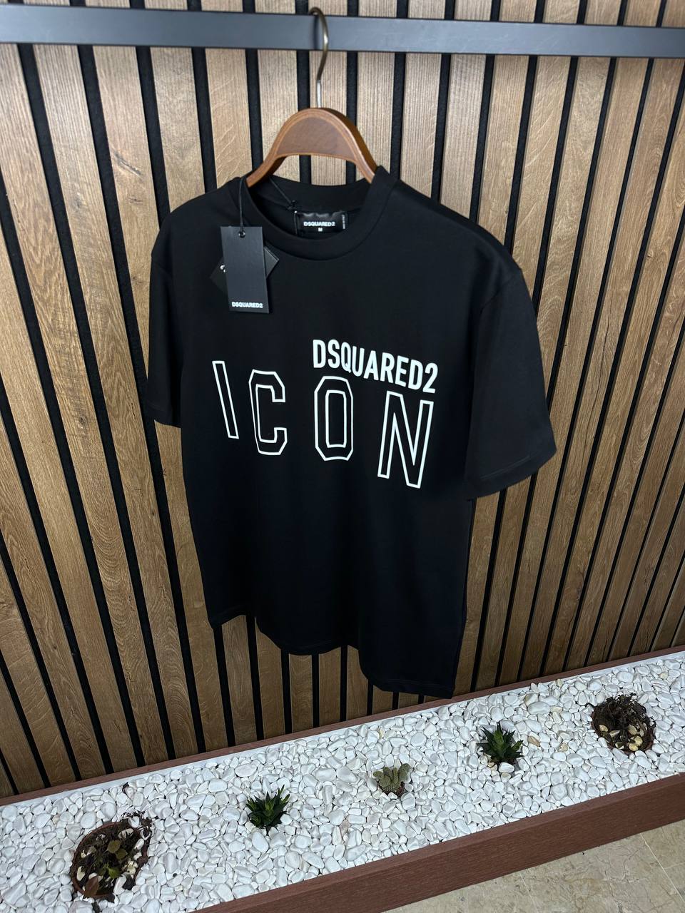 Dsquared White Logo Black Tshirt For Men