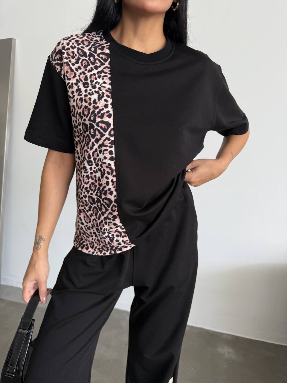 Black/Tiger Sporty Set Wide Leg Pants