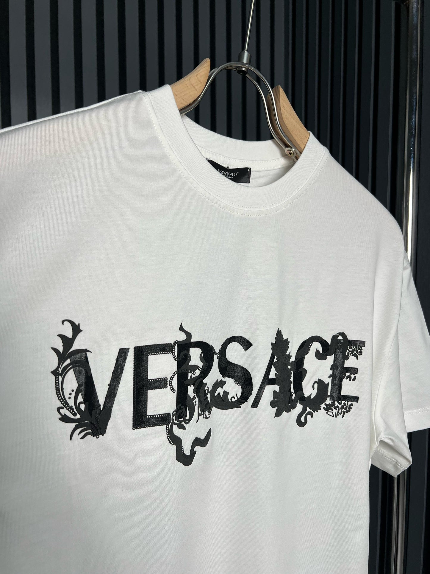 Versace Logo Printed White Tshirt For Men