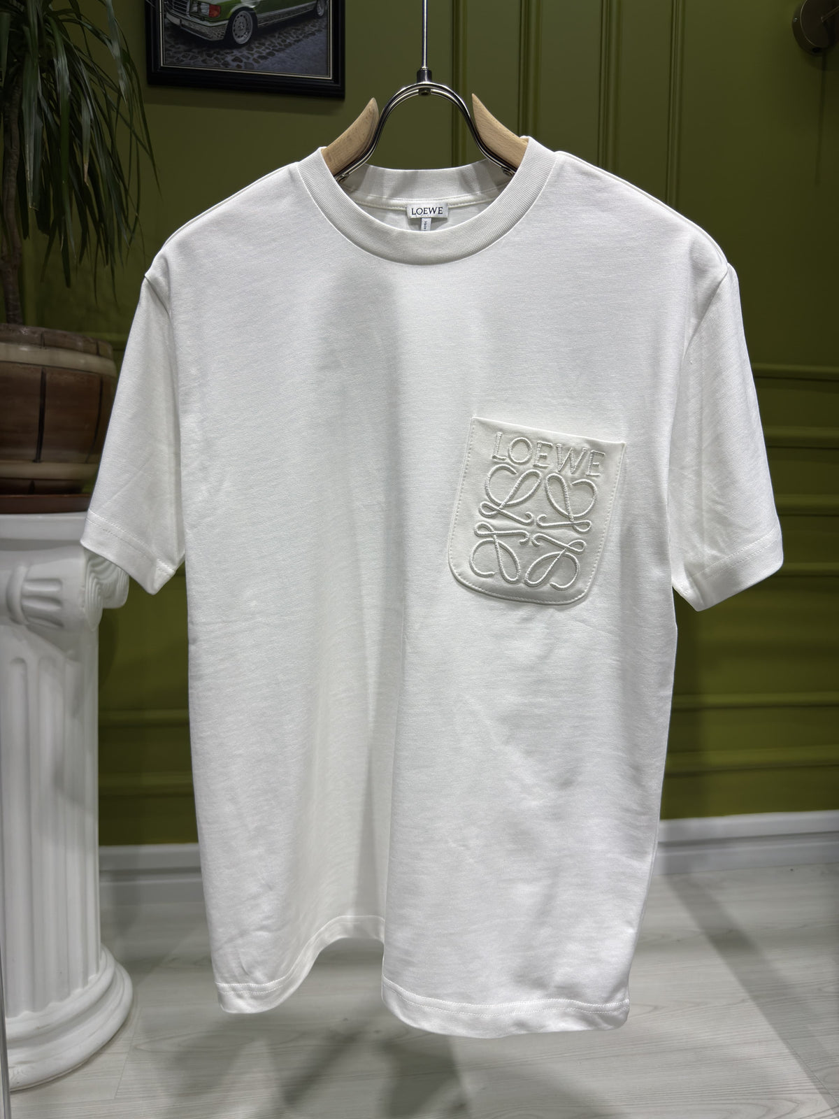 Loewe Embroidered Logo Pocket White Tshirt For Men