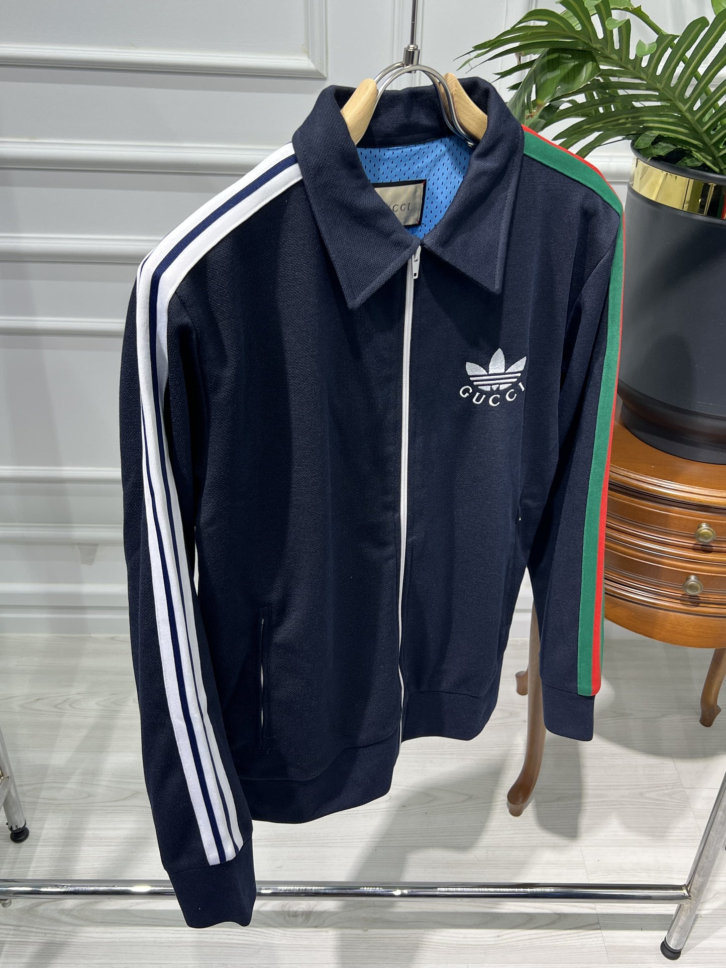 Gucci × Adidas Zip Jacket Navy Blue For Men