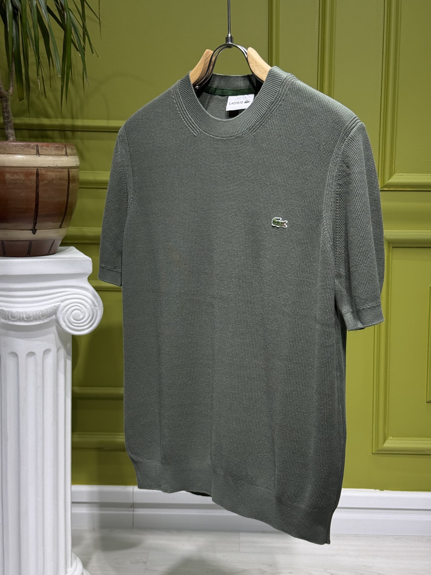Lacoste Olive Green Knitted Tshirt For Men