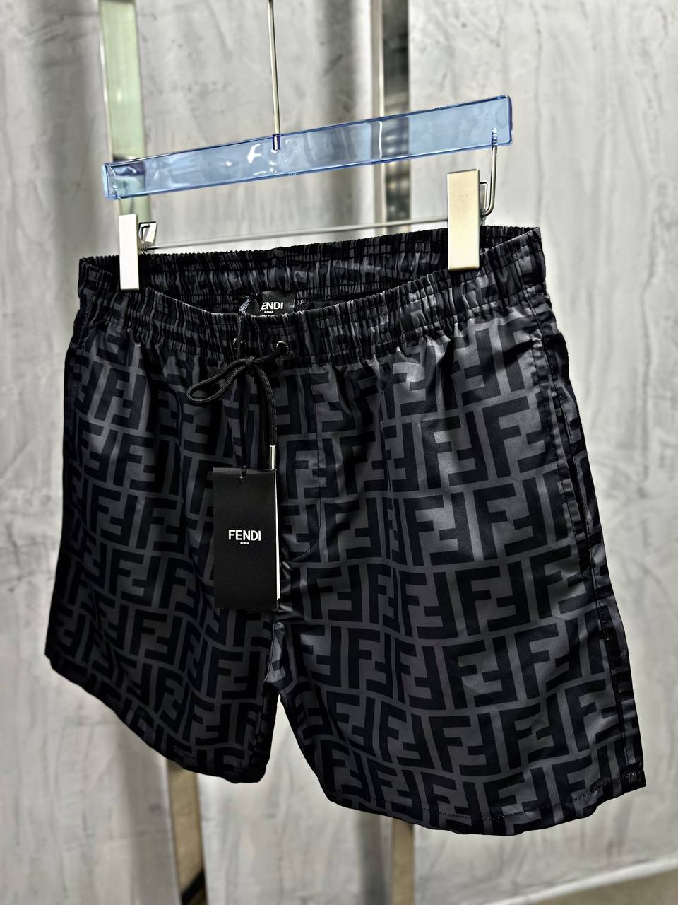 Fendi FF Black/Gray Swimshort For Men