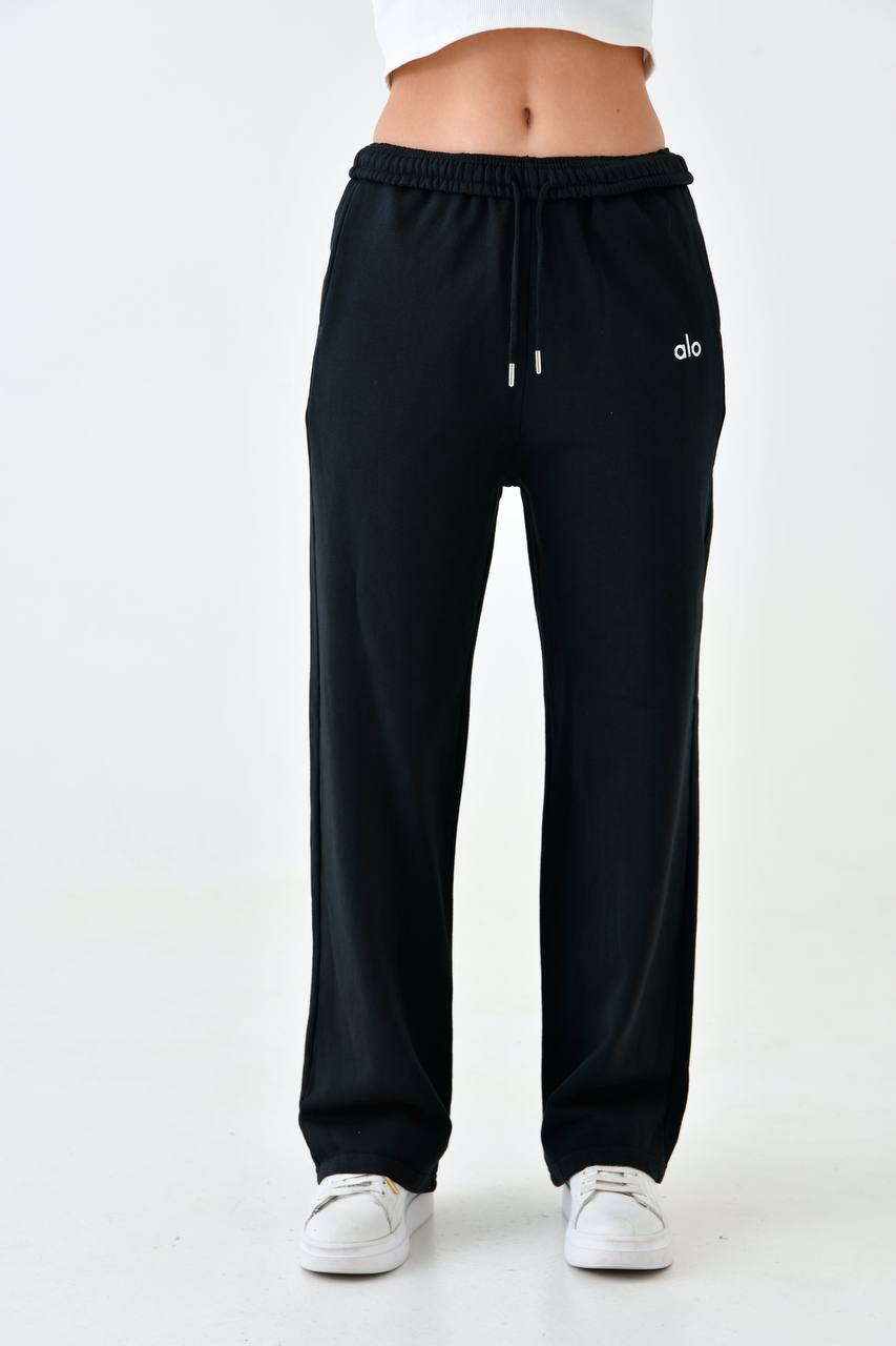 Wide-Leg Black Sweatpants For Women