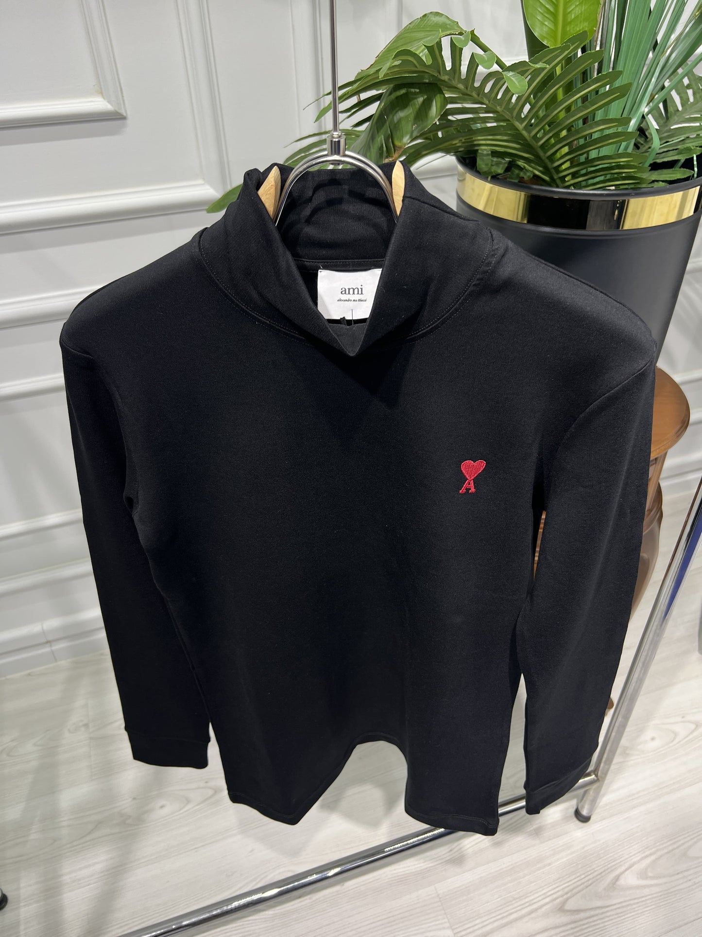 Ami paris high-neck black sweater for men