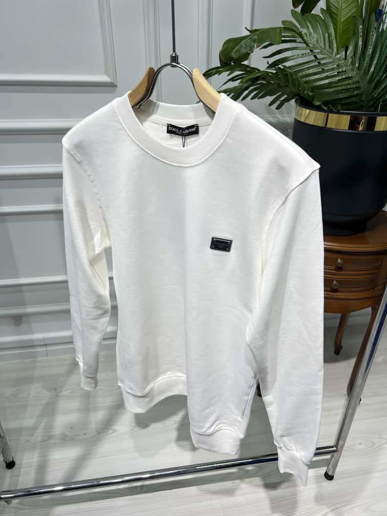 Dolce&gabbana Metal Logo White Sweatshirt For Men