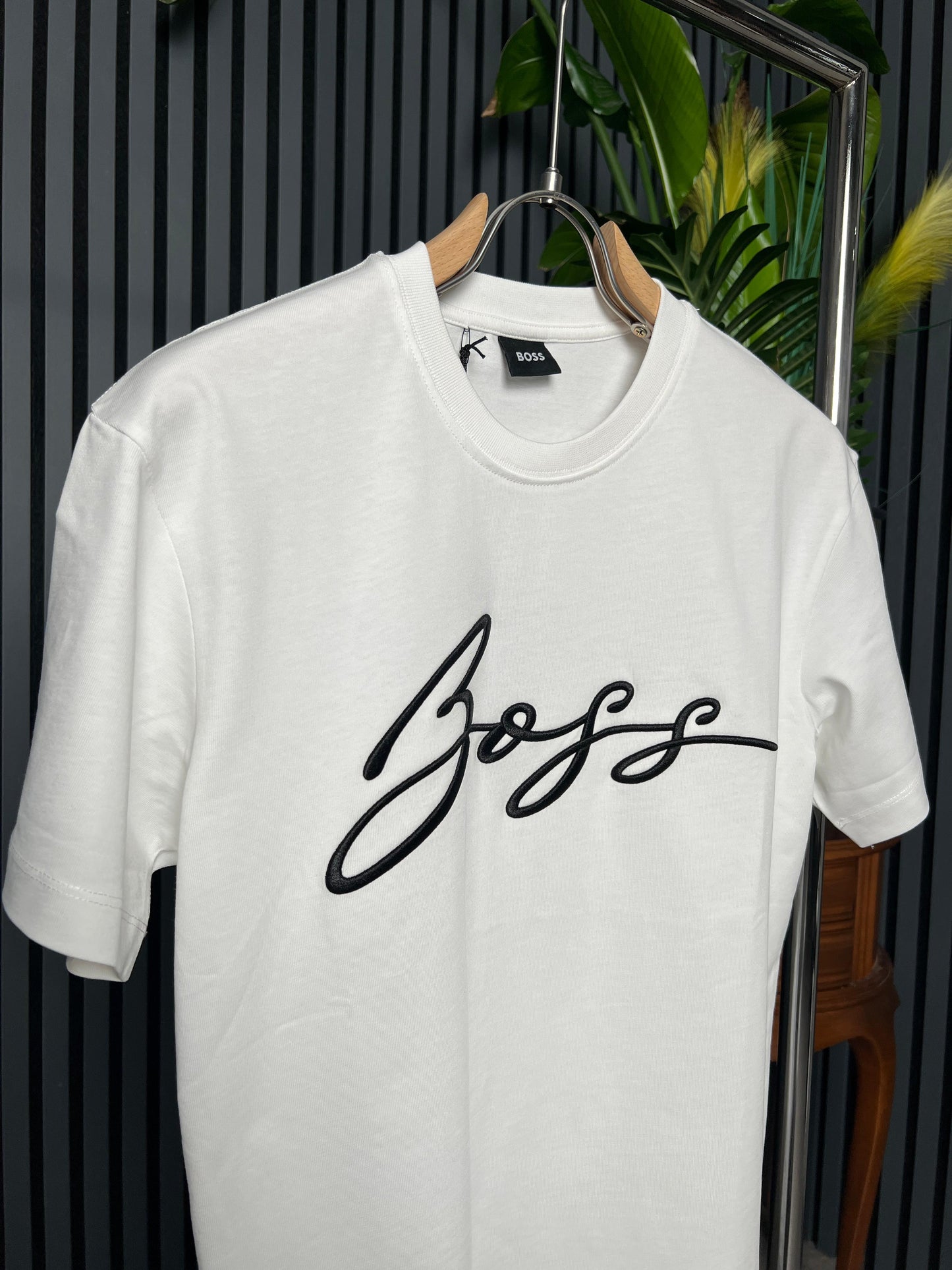 BOSS Embroidered Logo White Tshirt For Men