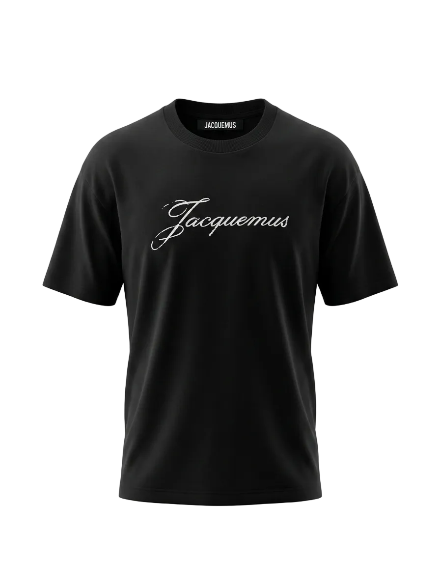 Jacquemus Logo Printed Black Tshirt For Men