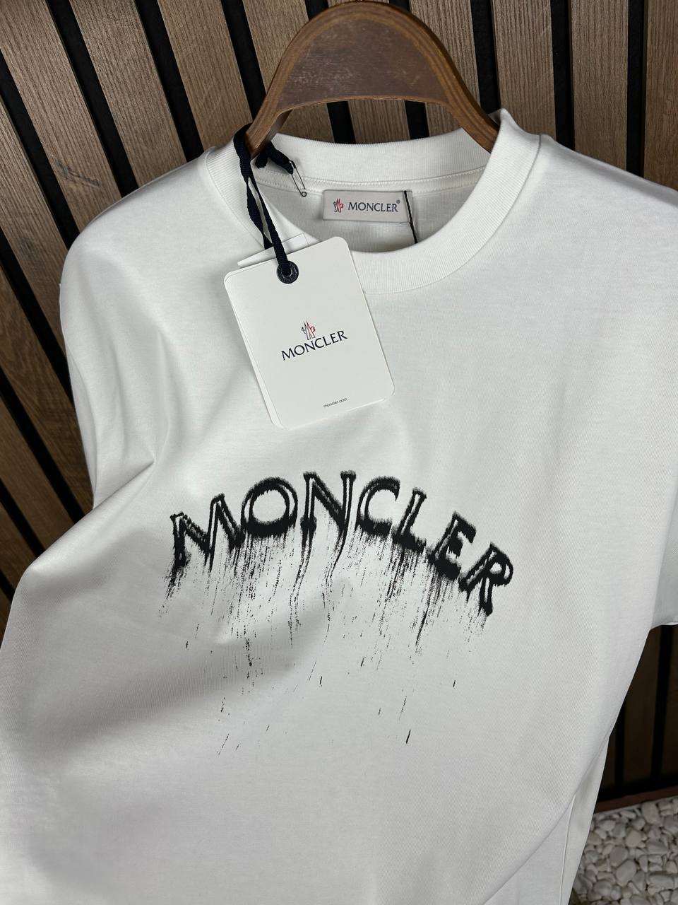 Moncler Black Logo White Tshirt For Men