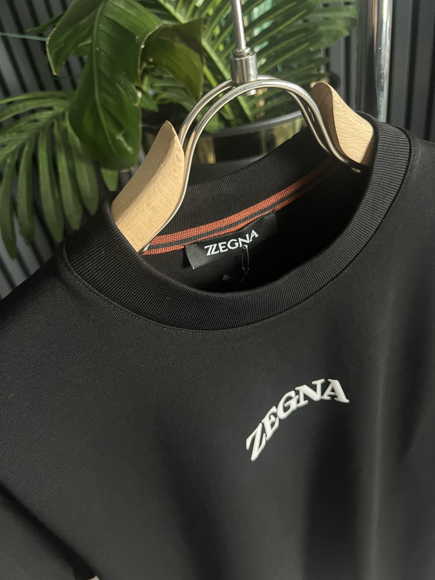 ZEGNA Puff Logo Black Tshirt For Men