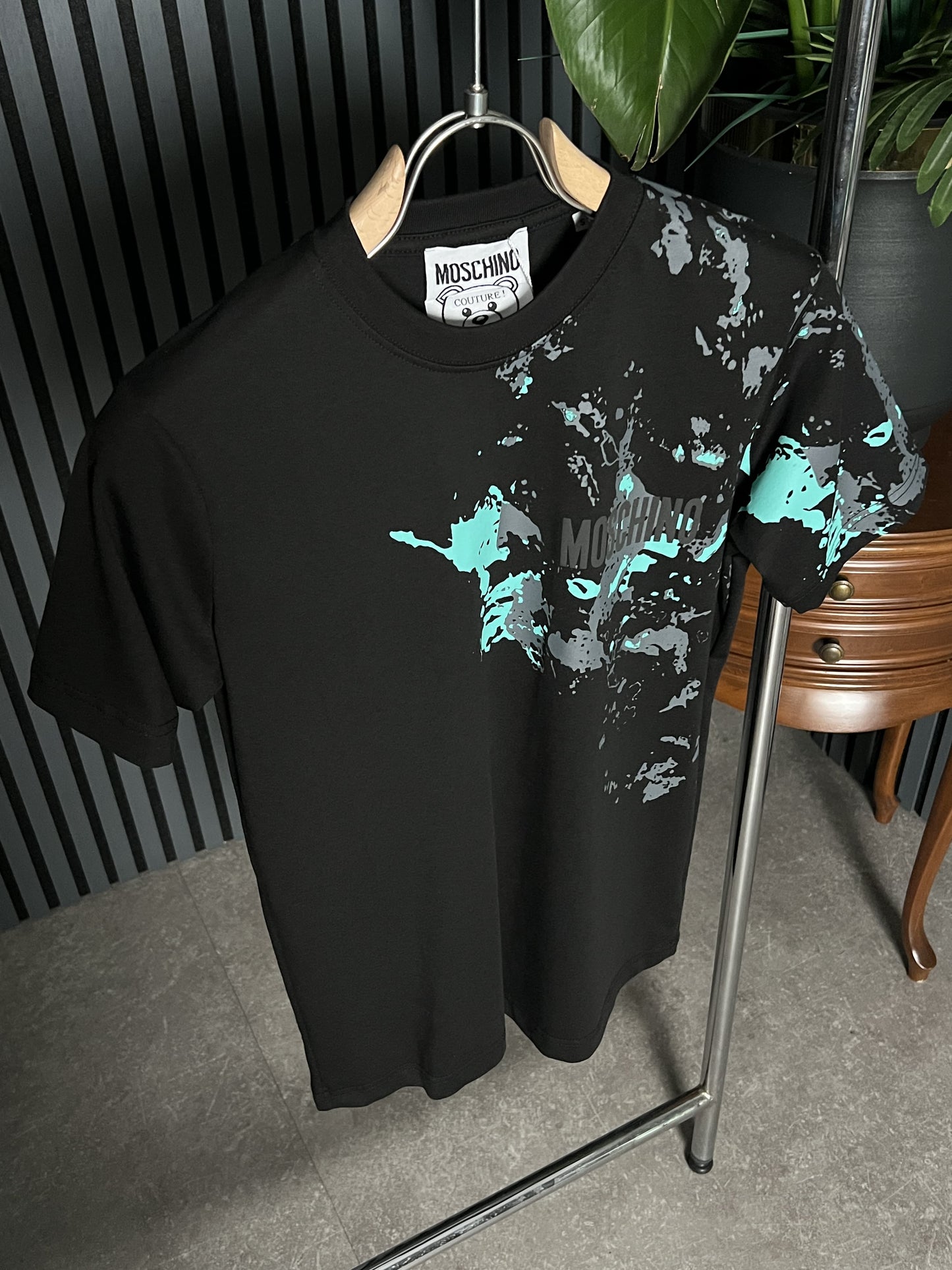 Moschino Logo Printed Black Tshirt For Men