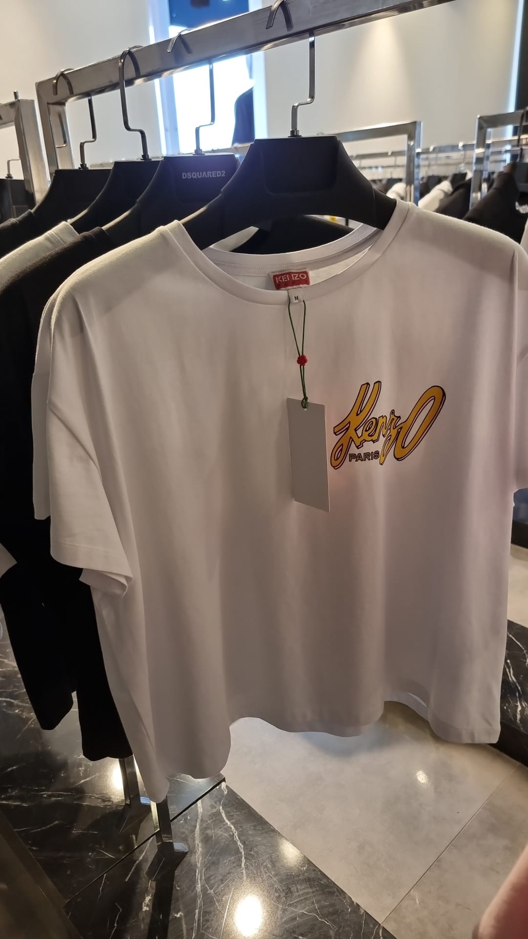 Kenzo Archive Logo White Oversized Cropped Tshirt For Women