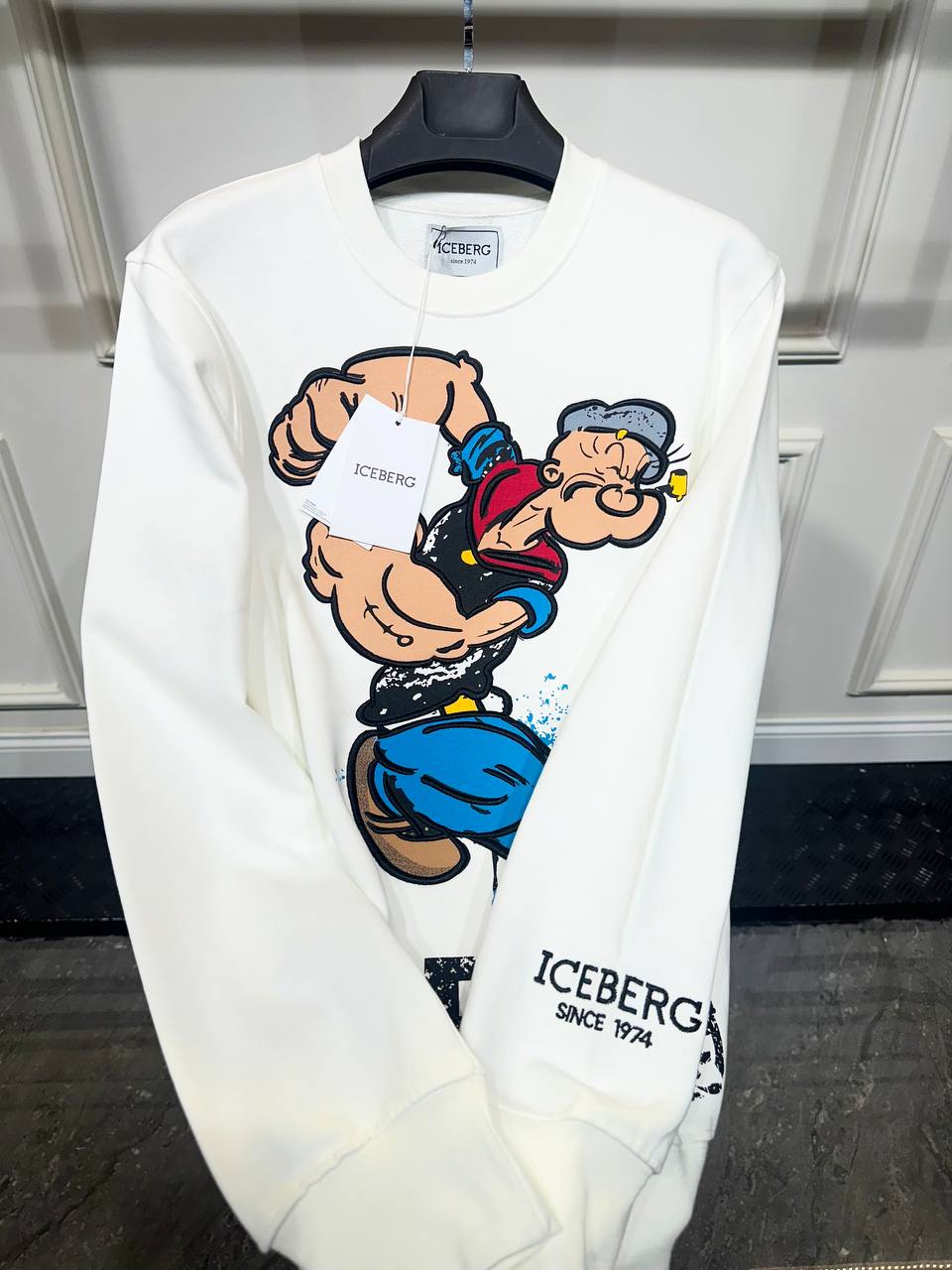 POPEYE Embroidered/Printed Logo White Sweatshirt For Men