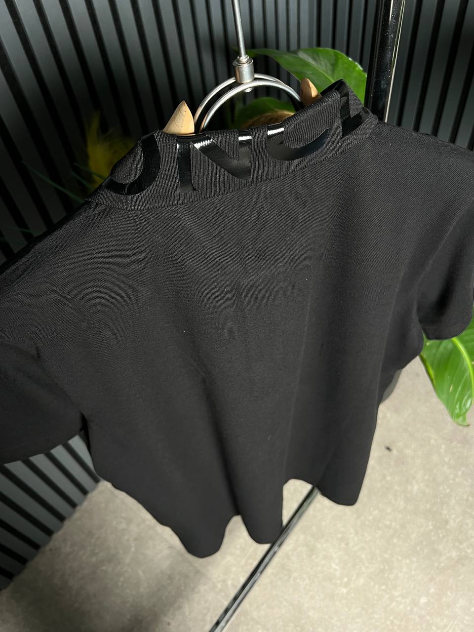 Moncler Collar Logo Print Black Polo For Men