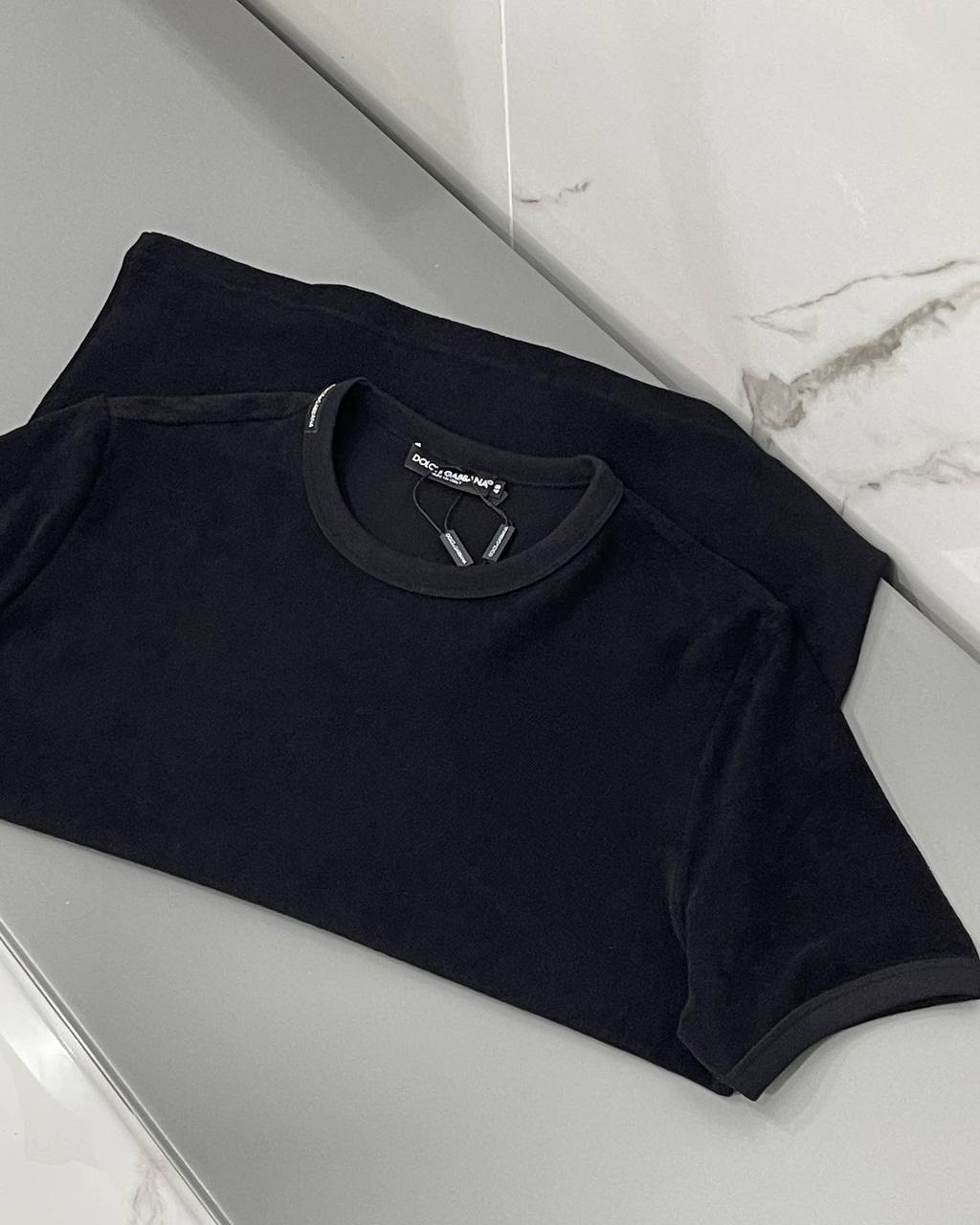 Terry Cotton Black Tshirt For Men