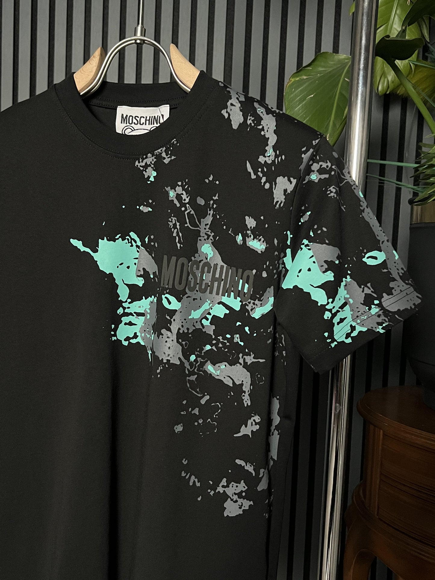 Moschino Logo Printed Black Tshirt For Men
