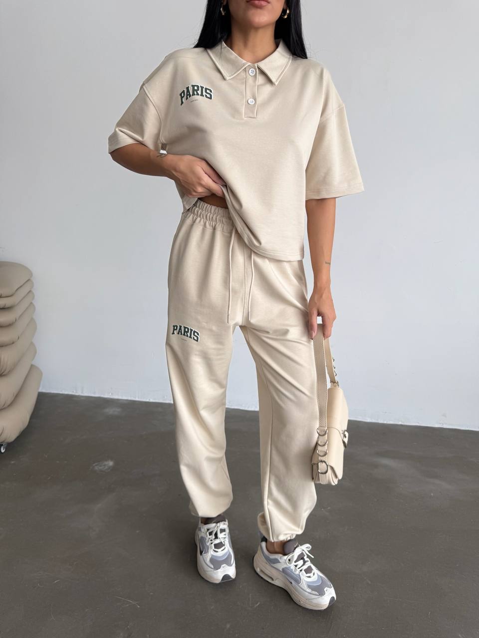 Paris Sporty Set Oversized Polo Tshirt