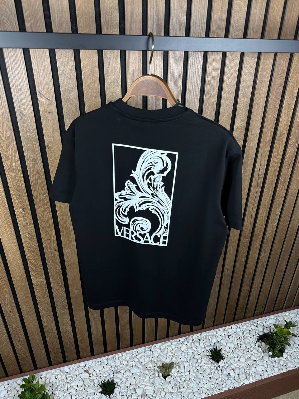 Versace Logo Printed Black Tshirt For Men