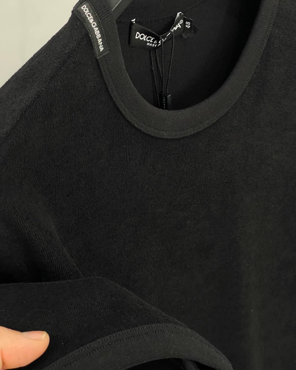 Terry Cotton Black Tshirt For Men
