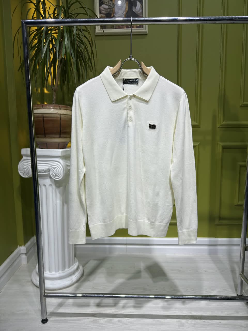 D&G Cream Knitted Polo For Men