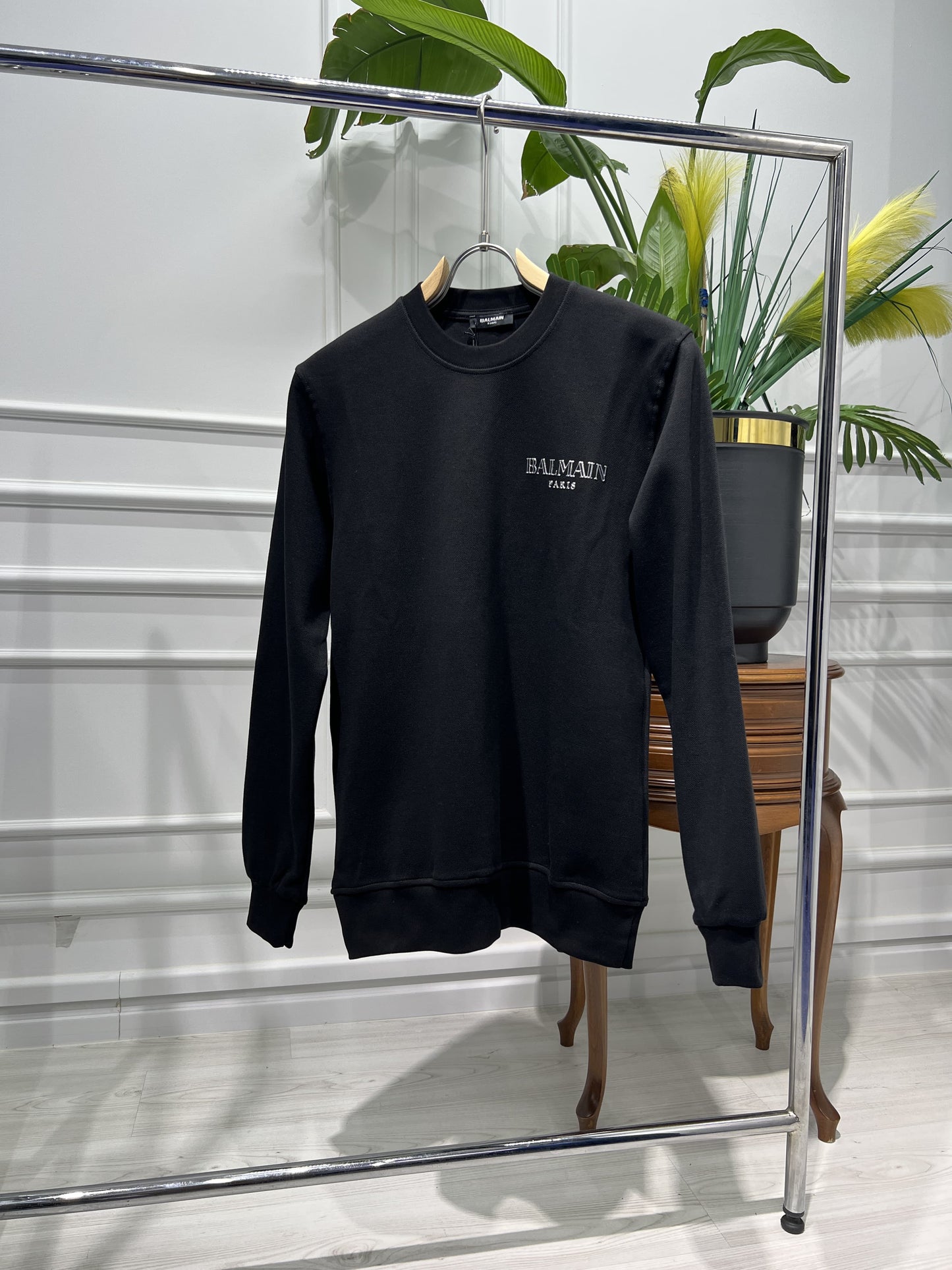 Balmain Vintage Gel Logo Black Sweatshirt For Men
