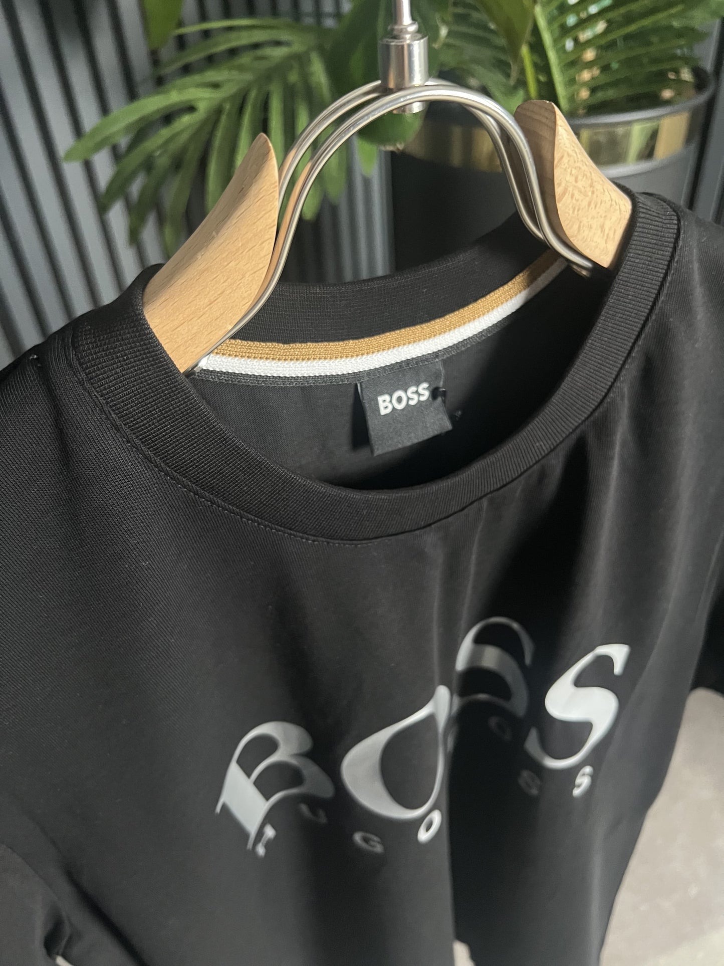 BOSS Silver Logo Black Tshirt For Men
