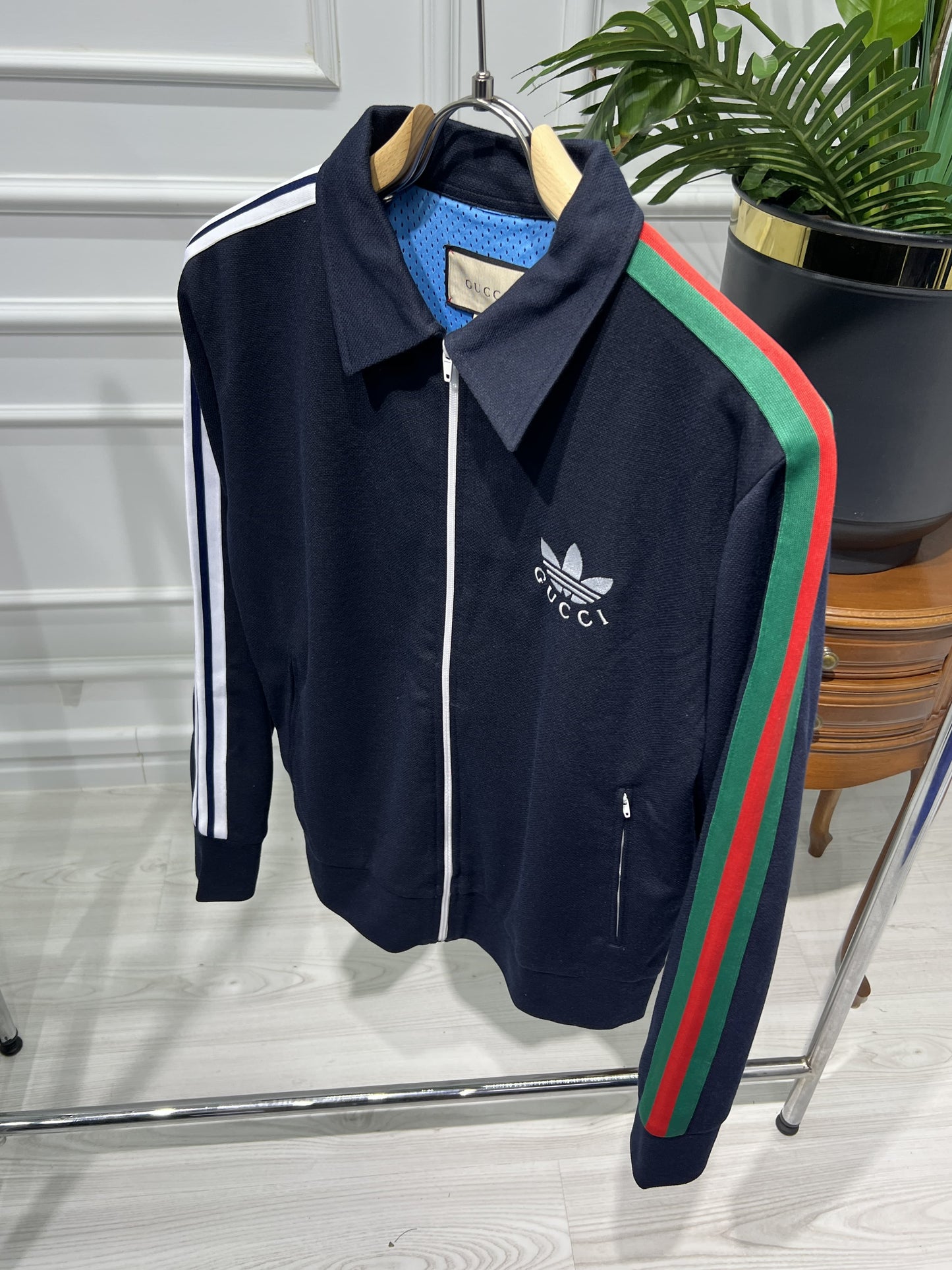 Gucci × Adidas Zip Jacket Navy Blue For Men