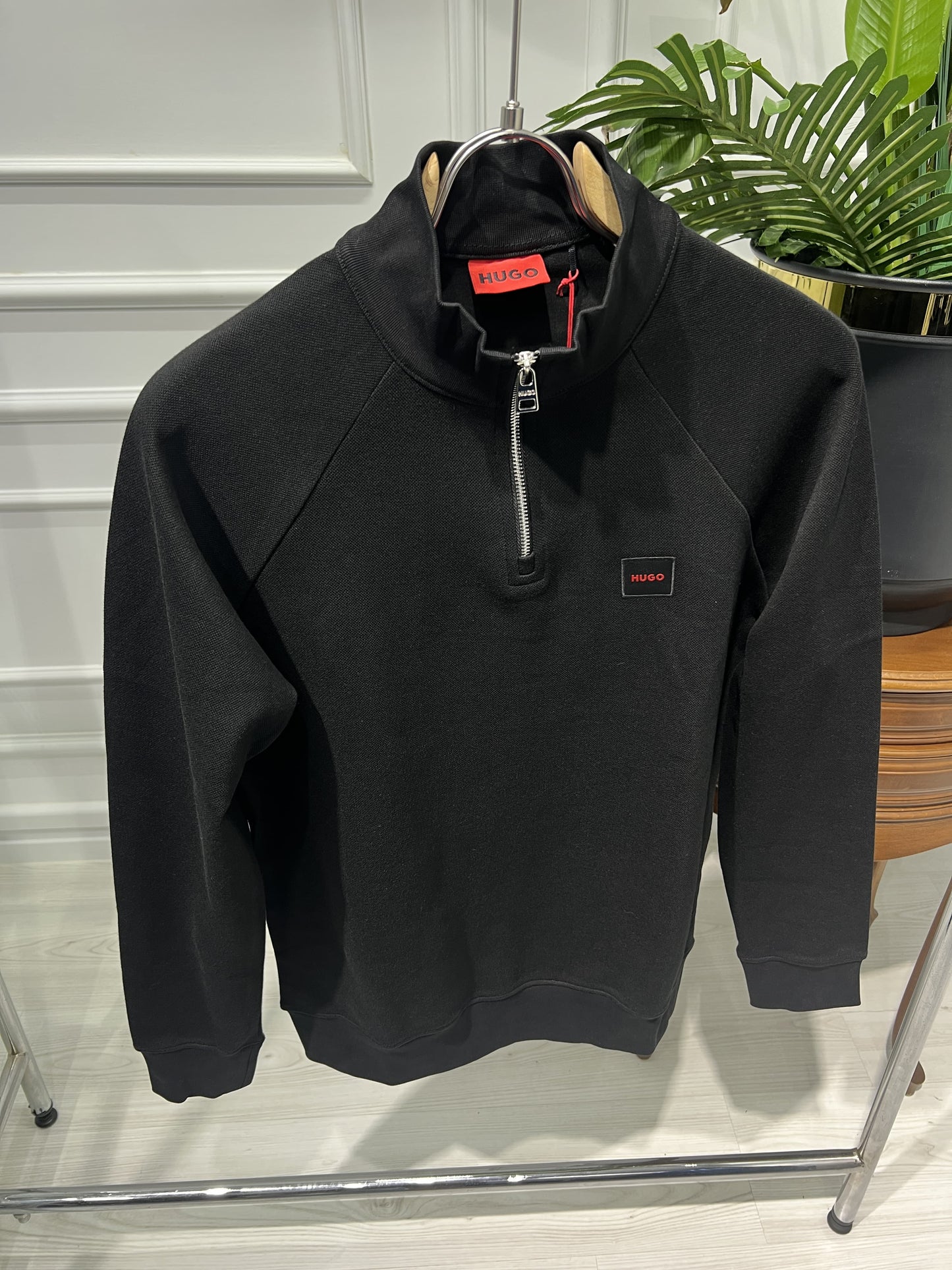 Hugo Boss Black Half-Zipper Sweatshirt For Men