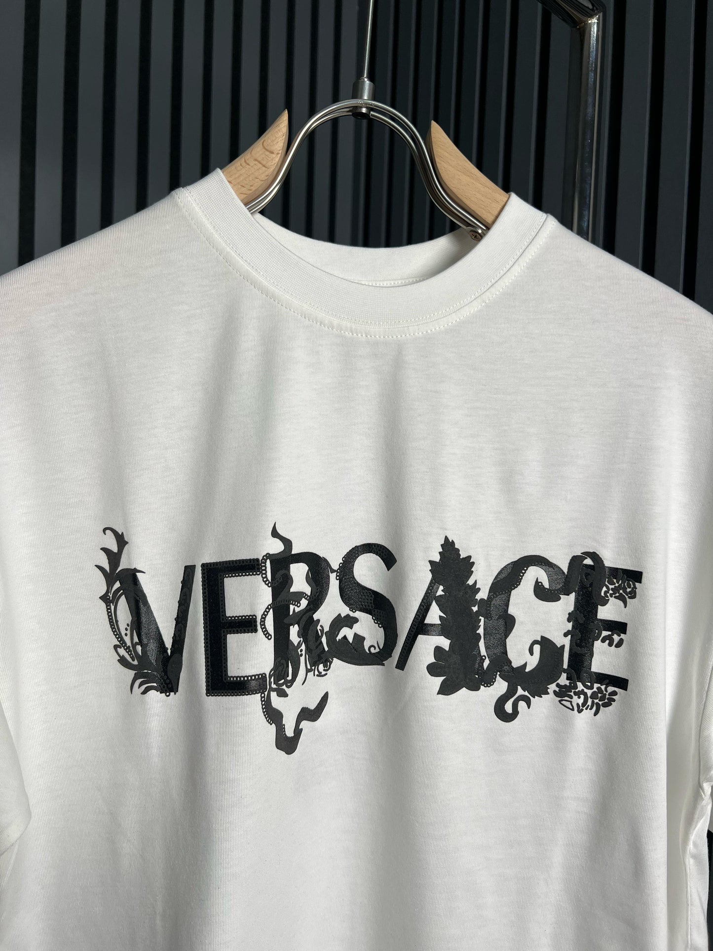 Versace Logo Printed White Tshirt For Men