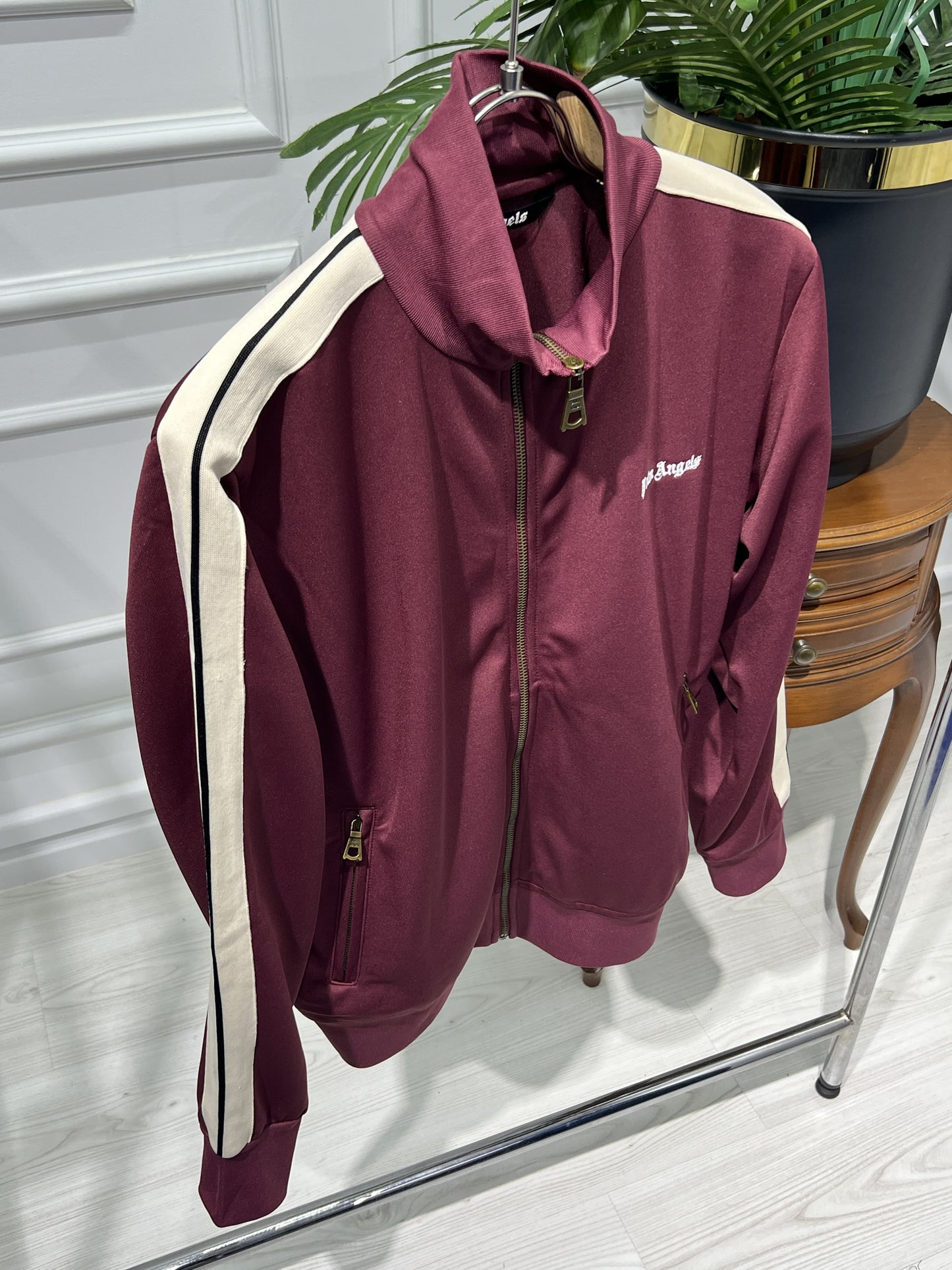 Palm Angels Full-Zip Burgundy Slimfit Jacket For Men